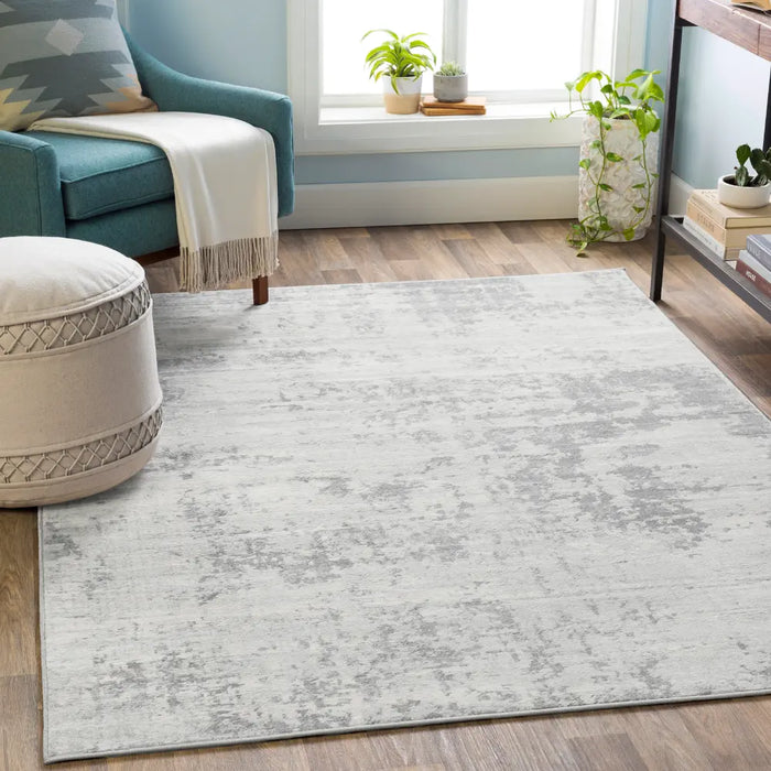 VICTOIRE Abstract Modern Marble Grey/Ivory Rug