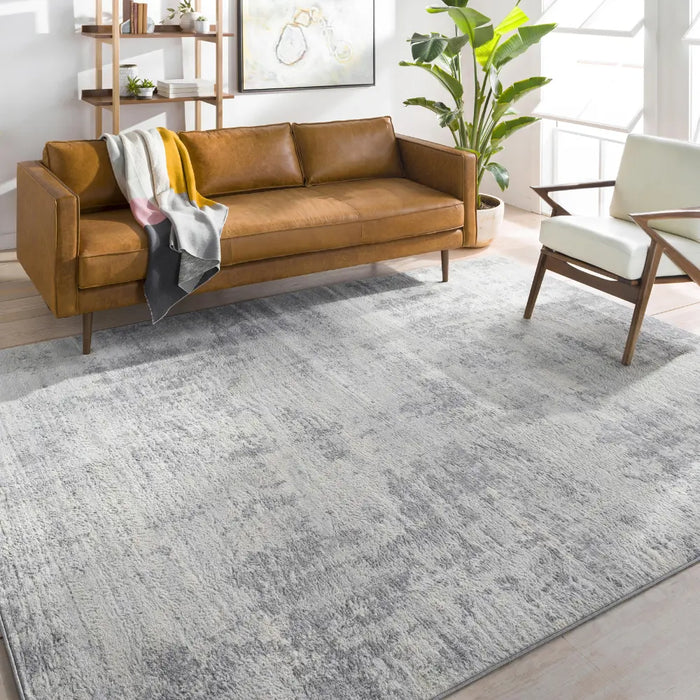 VICTOIRE Abstract Modern Marble Grey/Ivory Rug