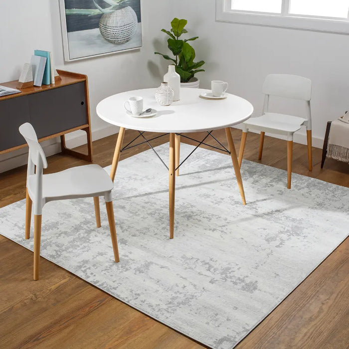 VICTOIRE Abstract Modern Marble Grey/Ivory Rug