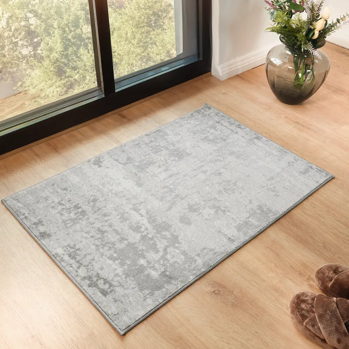 VICTOIRE Abstract Modern Marble Grey/Ivory Rug