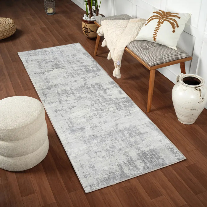 VICTOIRE Abstract Modern Marble Grey/Ivory Rug