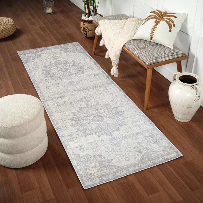 SAGE Vintage Traditional Oriental Boho Medium Grey Rug