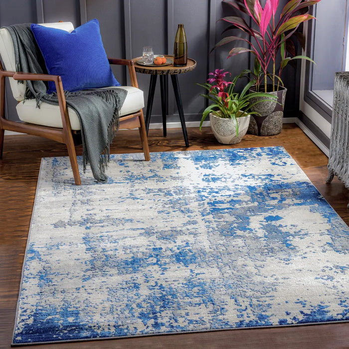 VICTOIRE Abstract Modern Marble Sky Blue Rug