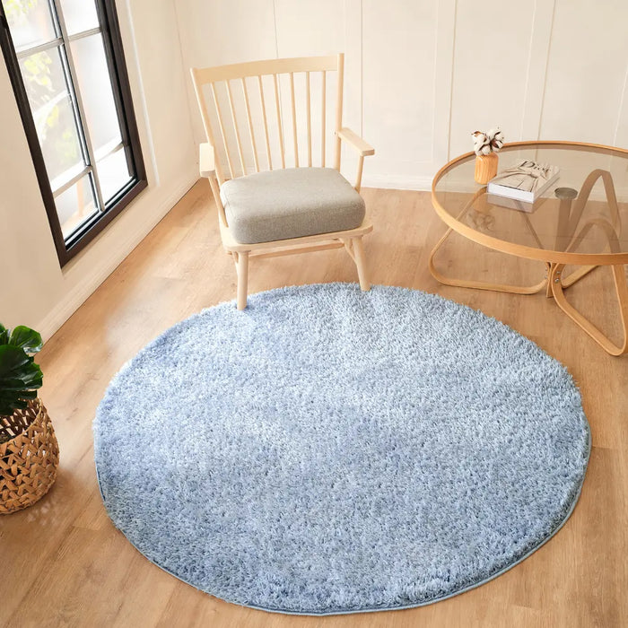 SOSO Shaggy Solid Color Plush Pile Blue Rug Blue