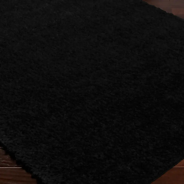 SOSO Shaggy Solid Color Plush Pile Black Rug Black