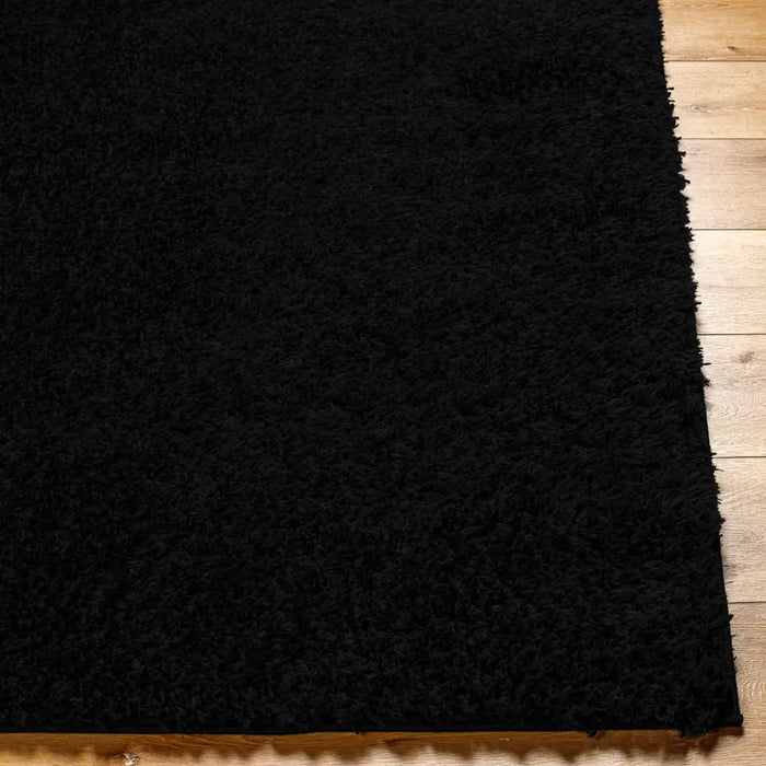 SOSO Shaggy Solid Color Plush Pile Black Rug Black