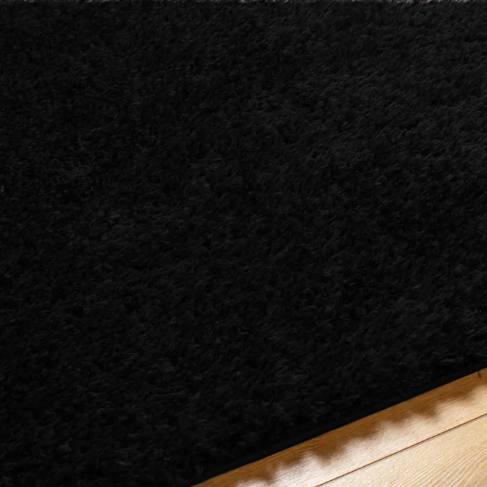 SOSO Shaggy Solid Color Plush Pile Black Rug Black