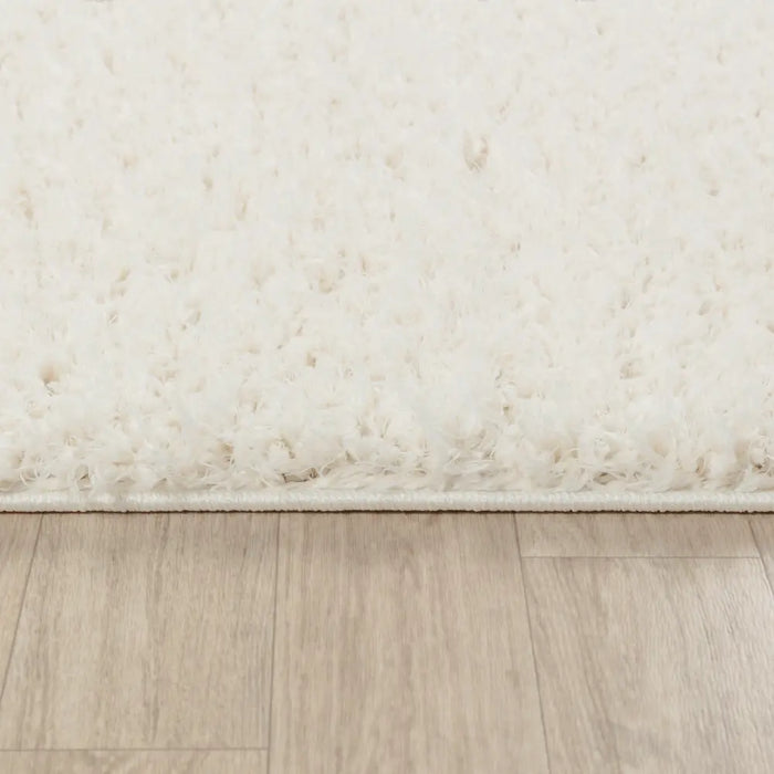 SOSO Shaggy Solid Color Plush Pile Cream Rug White