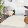 SOSO Shaggy Solid Color Plush Pile Cream Rug White