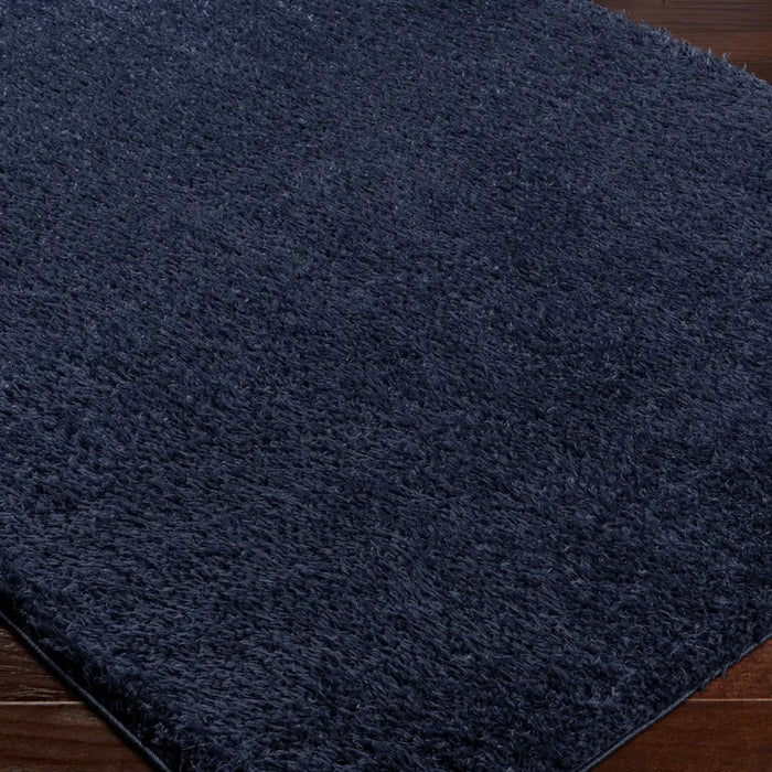 SOSO Shaggy Solid Color Plush Pile Dark Blue Rug Blue