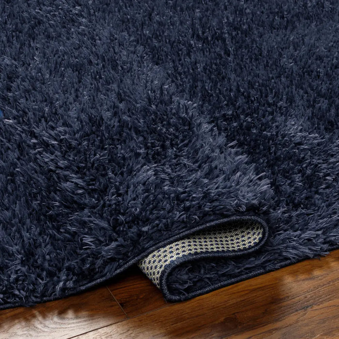 SOSO Shaggy Solid Color Plush Pile Dark Blue Rug Blue