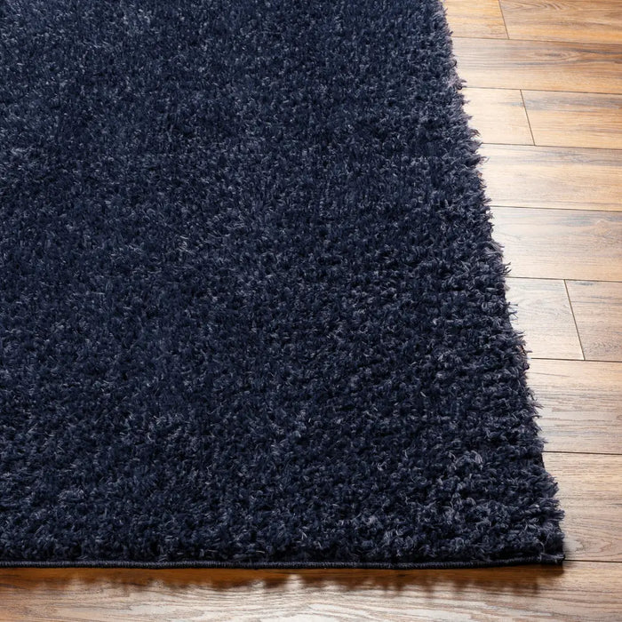 SOSO Shaggy Solid Color Plush Pile Dark Blue Rug Blue