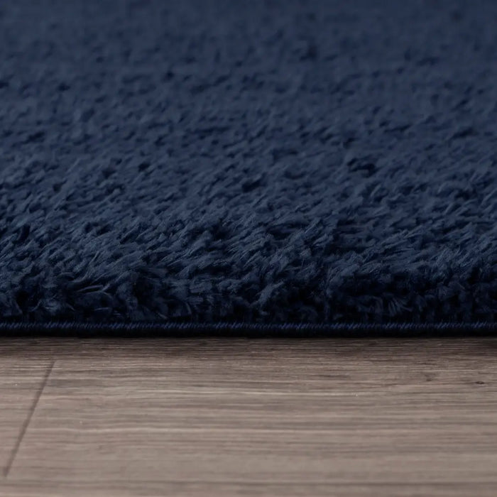 SOSO Shaggy Solid Color Plush Pile Dark Blue Rug Blue