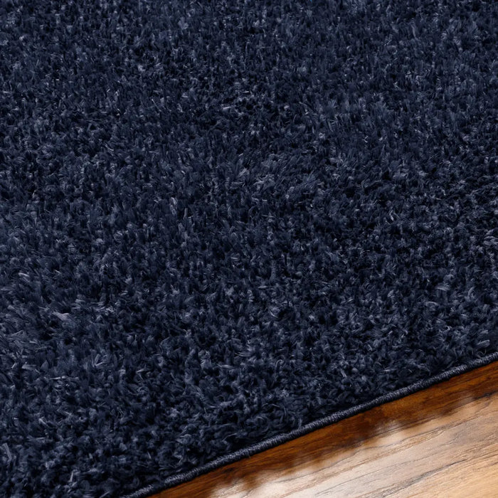 SOSO Shaggy Solid Color Plush Pile Dark Blue Rug Blue