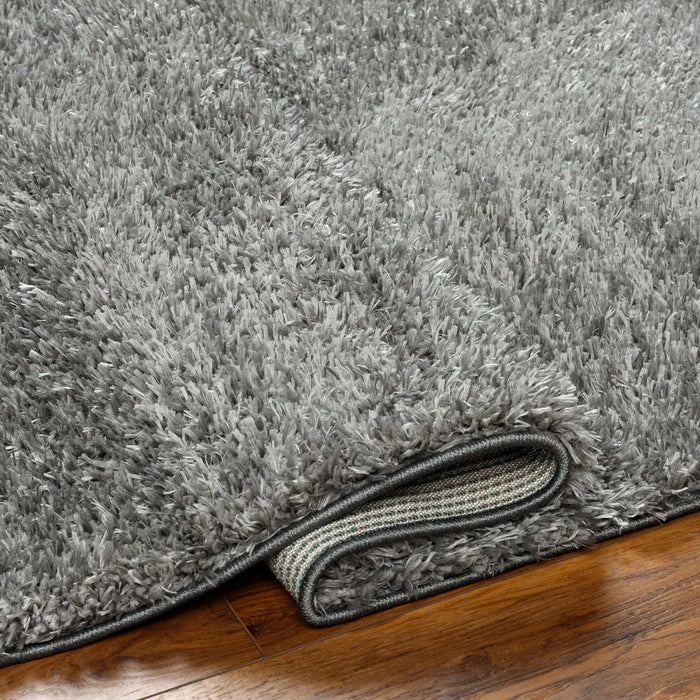 SOSO Shaggy Solid Color Plush Pile Dark Grey Rug Grey