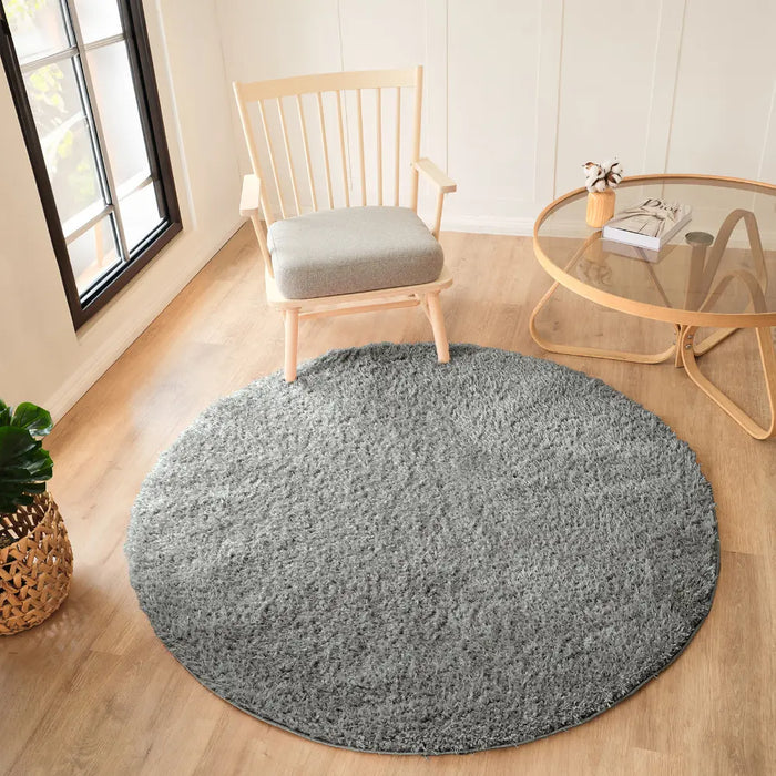 SOSO Shaggy Solid Color Plush Pile Dark Grey Rug Grey