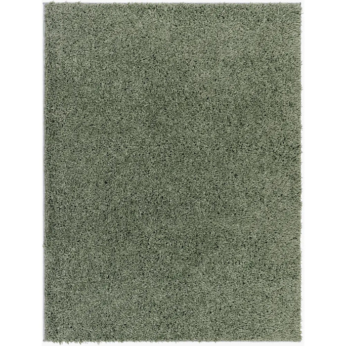 SOSO Shaggy Solid Color Plush Pile Green Rug Green