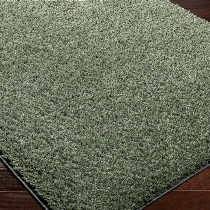 SOSO Shaggy Solid Color Plush Pile Green Rug Green