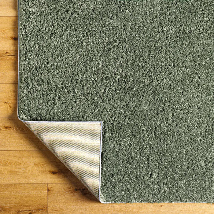SOSO Shaggy Solid Color Plush Pile Green Rug Green