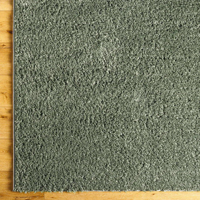 SOSO Shaggy Solid Color Plush Pile Green Rug Green