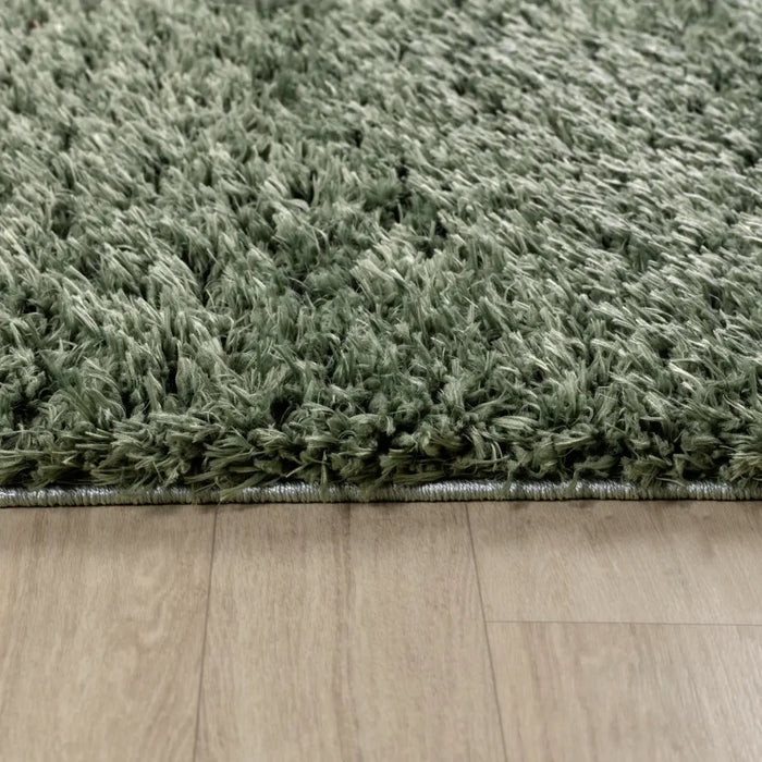 SOSO Shaggy Solid Color Plush Pile Green Rug Green