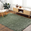 SOSO Shaggy Solid Color Plush Pile Green Rug Green