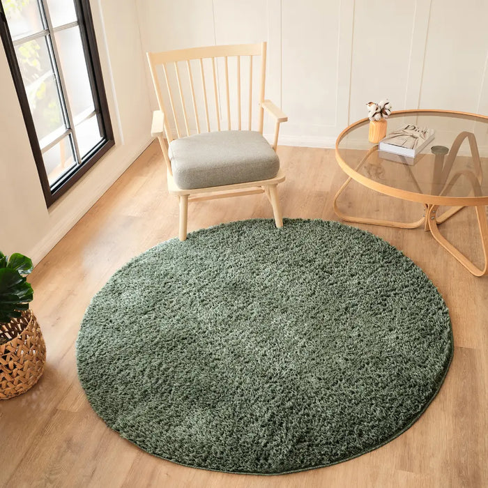 SOSO Shaggy Solid Color Plush Pile Green Rug Green