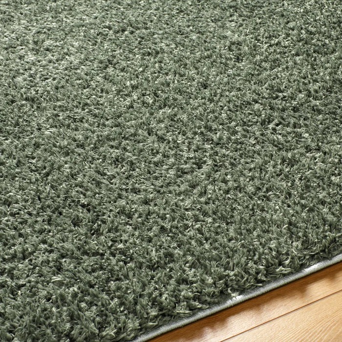 SOSO Shaggy Solid Color Plush Pile Green Rug Green