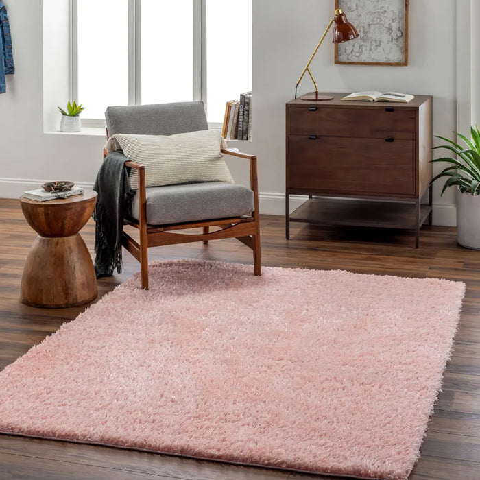 SOSO Shaggy Solid Color Plush Pile Pink Rug