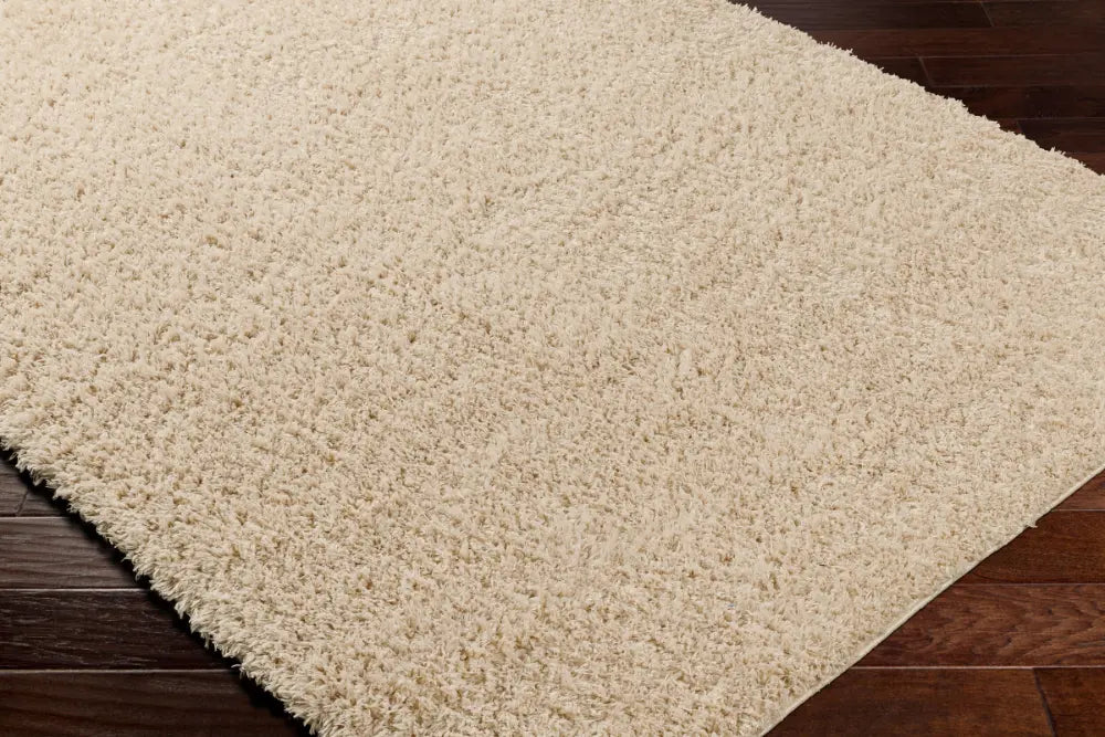 SOSO Shaggy Solid Color Plush Pile Beige Rug Beige