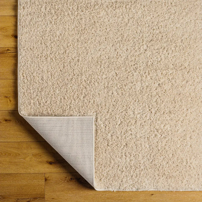SOSO Shaggy Solid Color Plush Pile Beige Rug Beige