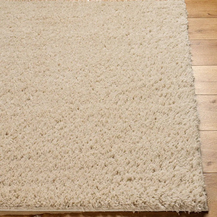 SOSO Shaggy Solid Color Plush Pile Beige Rug Beige