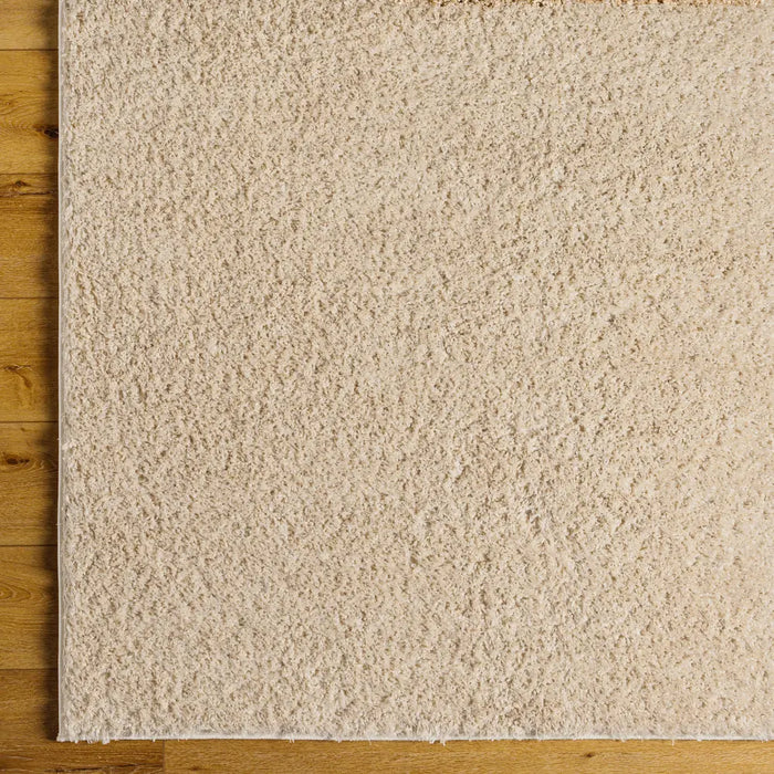 SOSO Shaggy Solid Color Plush Pile Beige Rug Beige