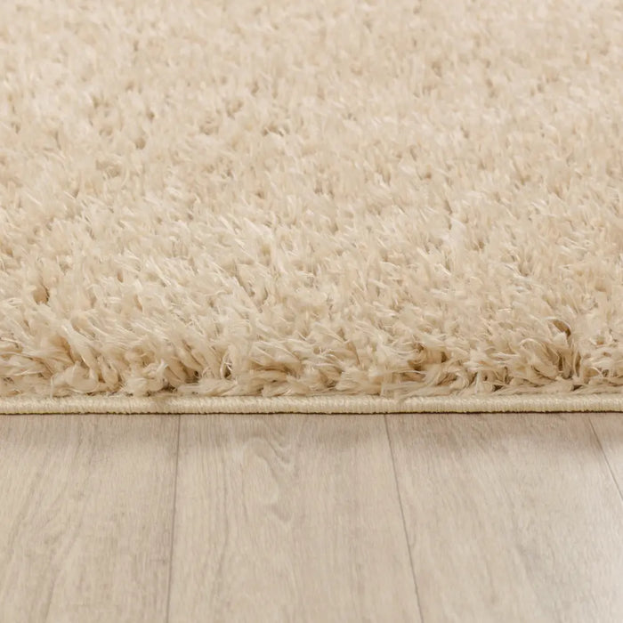 SOSO Shaggy Solid Color Plush Pile Beige Rug Beige