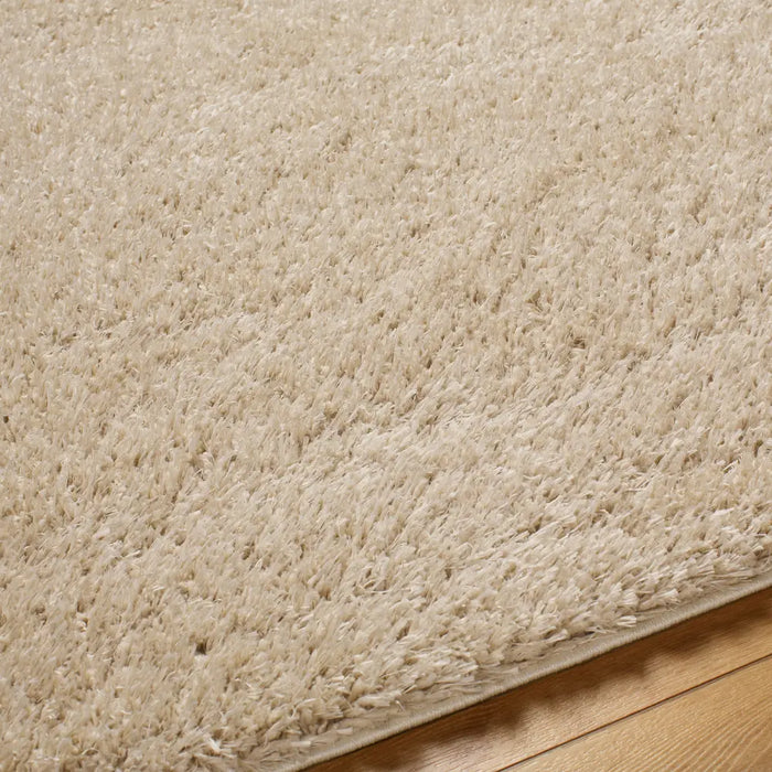 SOSO Shaggy Solid Color Plush Pile Beige Rug Beige