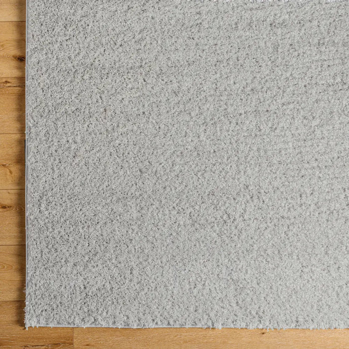 SOSO Shaggy Solid Color Plush Pile Light Grey Rug Grey