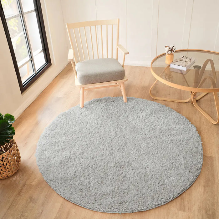 SOSO Shaggy Solid Color Plush Pile Light Grey Rug Grey