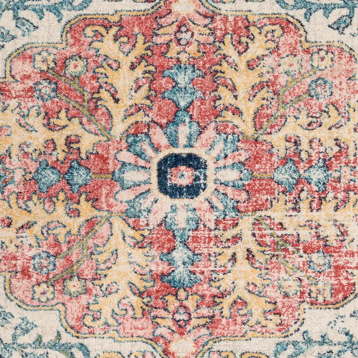 MAVERICK Vintage Traditional Oriental Boho Sky Blue/Garnet Rug