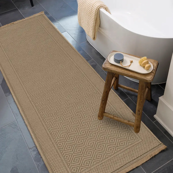 ESHA Cottage Tan/Beige Machine Washable Jute Rug