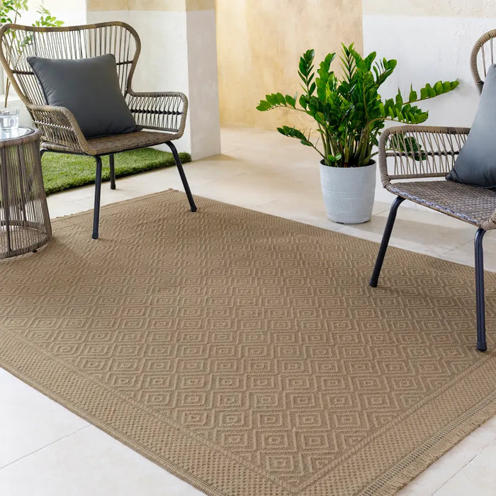 ESHA Cottage Tan/Beige Machine Washable Jute Rug