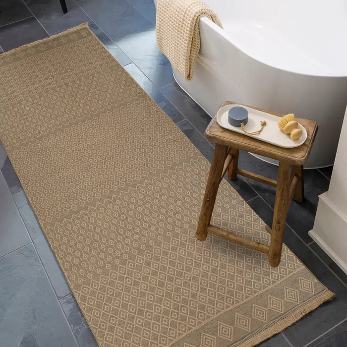 KASHVI Cottage Tan Machine Washable Jute Rug