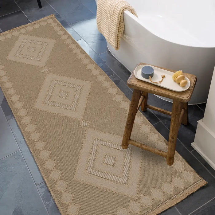 KEYURI Cottage Tan/Light Beige Machine Washable Jute Rug