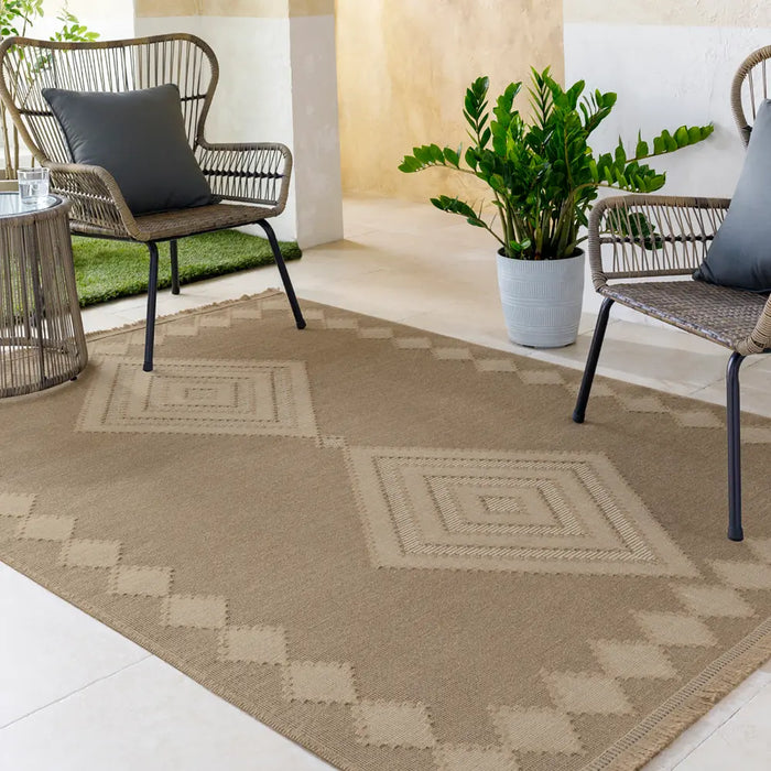 KEYURI Cottage Tan/Light Beige Machine Washable Jute Rug