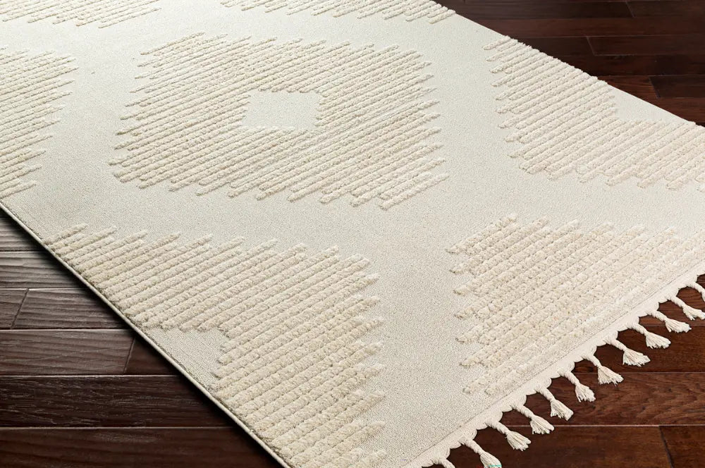 SLOAN Berber High Pile Geometric Ivory Rug Ivory Rug — RugsDirect Online