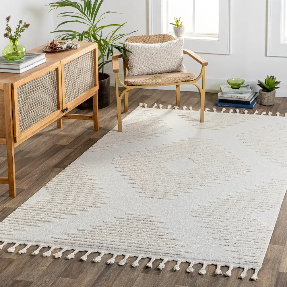 SLOAN Berber High Pile Geometric Ivory Rug Ivory Rug — RugsDirect Online