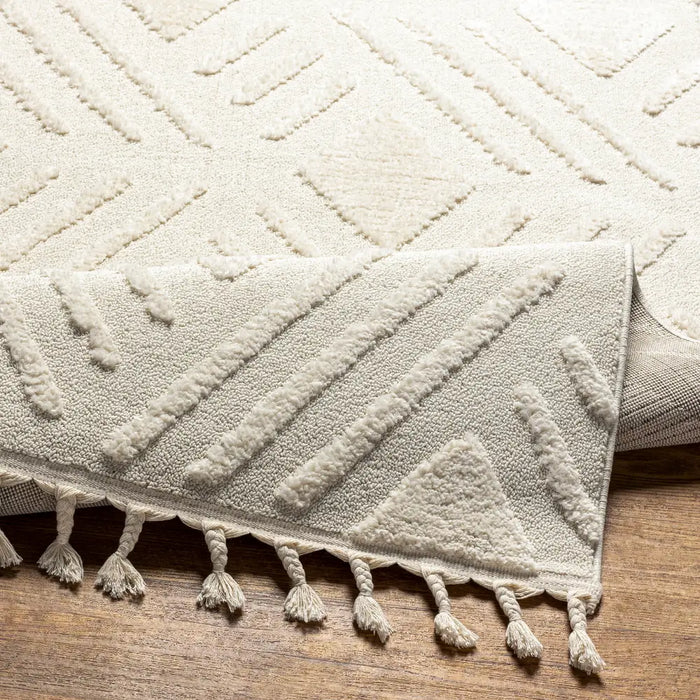 SELENE Berber High Pile Geometric Ivory Rug Beige Rug — RugsDirect Online