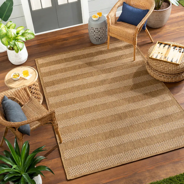 BAHATI In- & Outdoor Jute-Look Brown/White Black Striped Rug