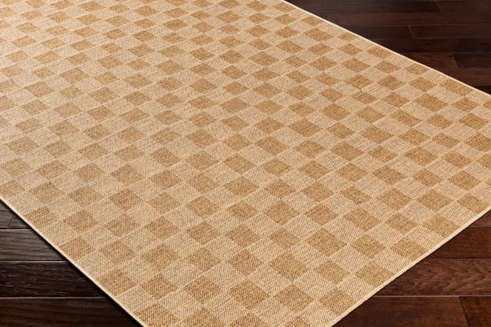 JERRIE In- & Outdoor Jute-Look Medium Brown Checkered Rug