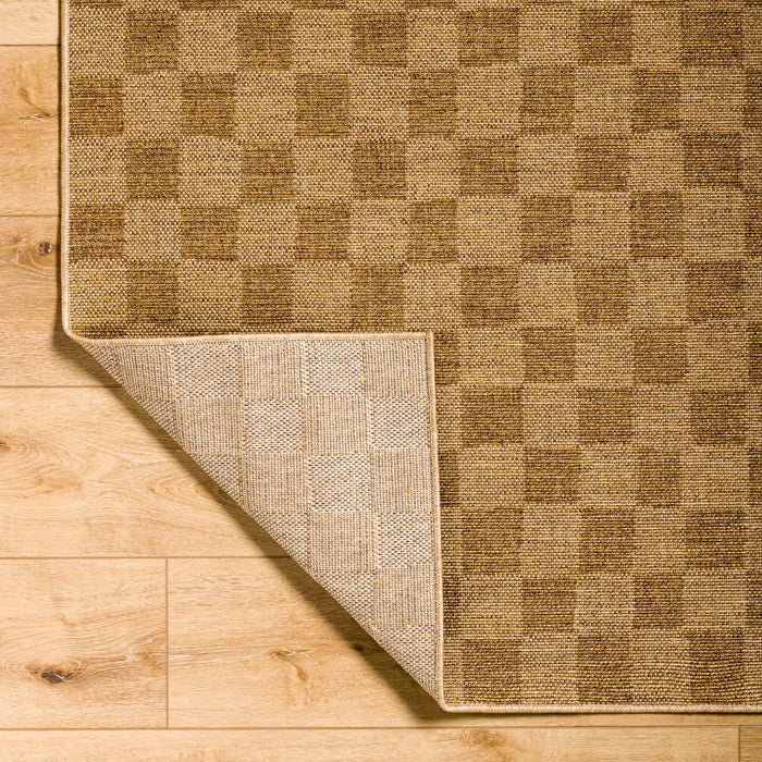 JERRIE In- & Outdoor Jute-Look Medium Brown Checkered Rug