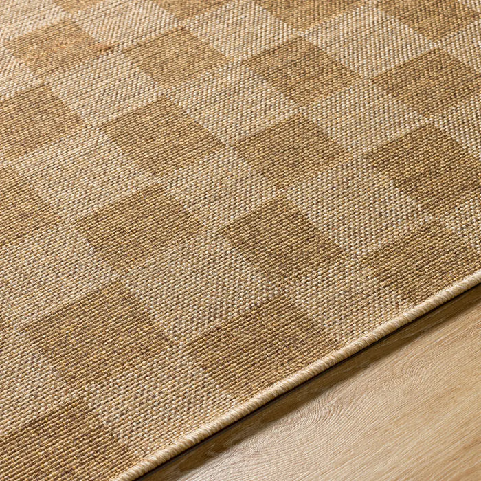 JERRIE In- & Outdoor Jute-Look Medium Brown Checkered Rug